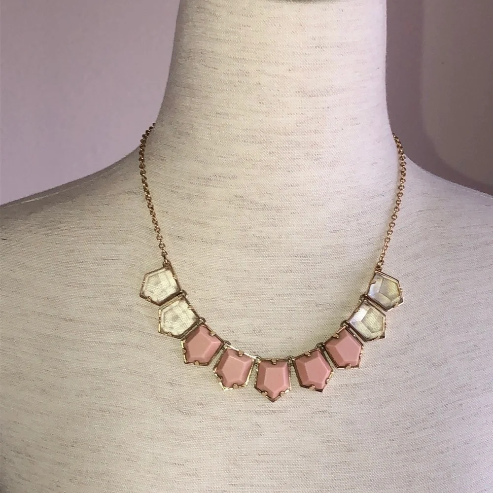 Lele Sadoughi Peach & Clear Gold 16’- 19’necklace